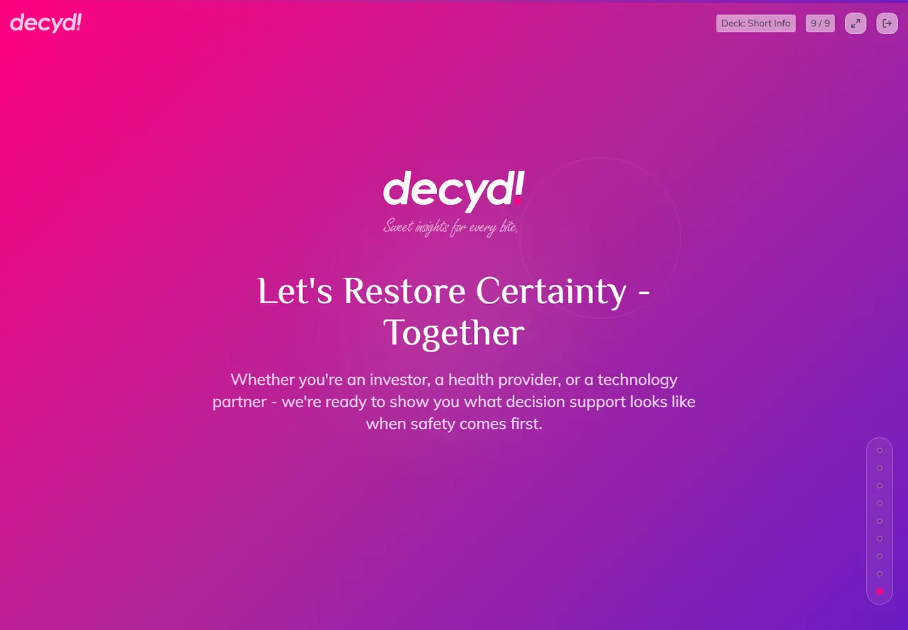 שקף הסיום של מצגת Decyd.